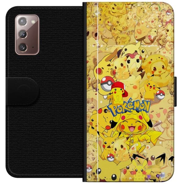 Kompatibel Tegnebogsetui til Samsung Galaxy Note20 Sød Pikachu-collage med Pokémon-tema i bløde gule nuancer gul