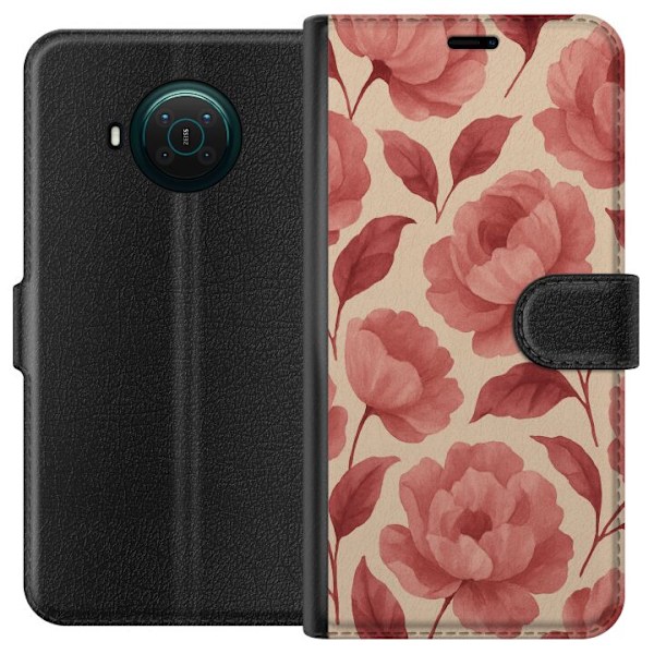 Nokia X10 Tegnebogsetui Roseblomst