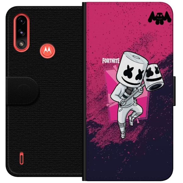 Motorola Moto E7 Power Plånboksfodral Marshmello Fortnite Skin Emote Gaming DJ Karaktär Populärt Motiv Barn Ungdom Trend
