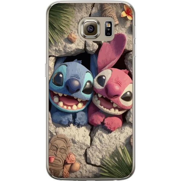 Samsung Galaxy S6 Genomskinligt Skal Stitch Angel Lilo & Stitch Motiv Disney Kärlek Seriefigur Populär Blå Alien Rolig Disneyfilm