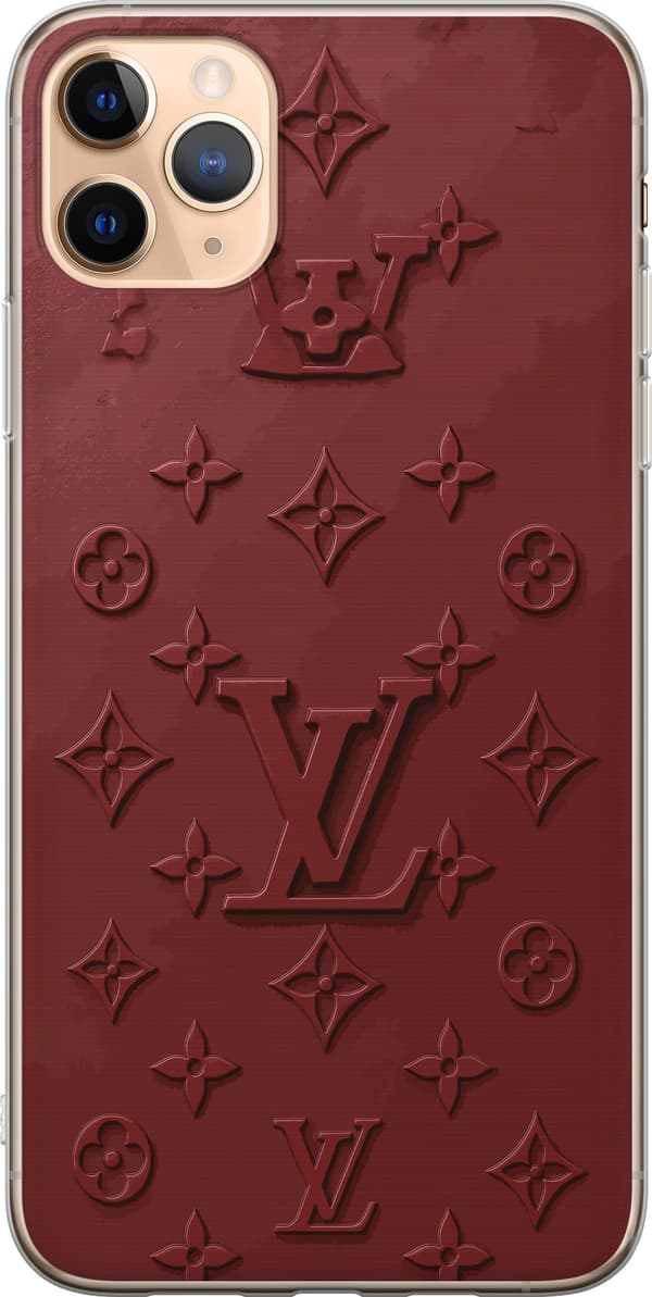 Kompatibelt Mobildeksel til Apple iPhone 11 Pro Max Luksuriøst Louis Vuitton-inspirert monogram i mørkerøde toner rød