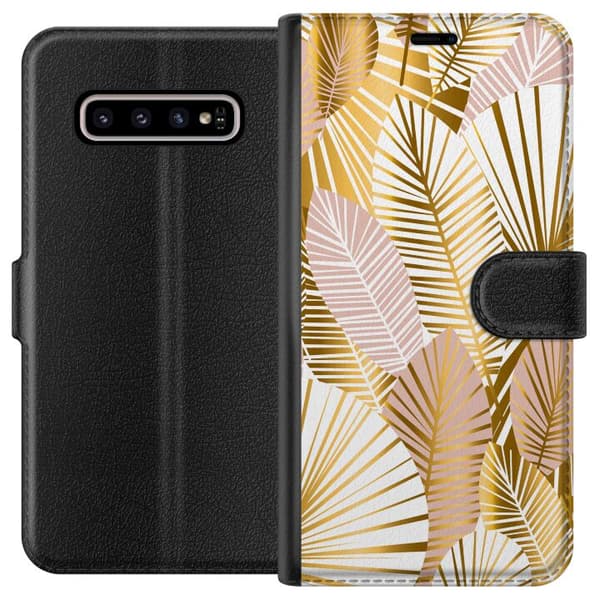 Kompatibelt Lommeboketui til Samsung Galaxy S10+ Gull