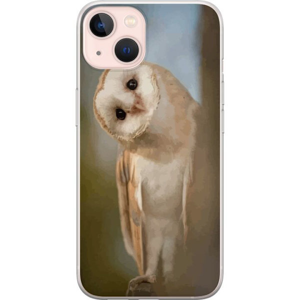 Apple iPhone 13 Genomskinligt Skal Uggla Nyfiken Blick Fågelmotiv Skog Natur Grafiskt Design Populärt Motiv Djur Tema Dekoration