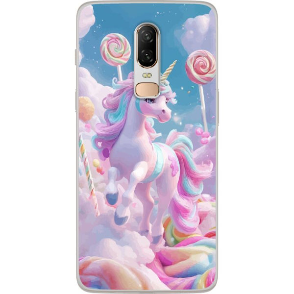 OnePlus 6 Läpinäkyvä kuori Yksisarvinen Candy Pastel Kawaii Suunnittelu Söpö Suosittu Väri Graafinen Trendi Lapsen Teema Fantasia Taide