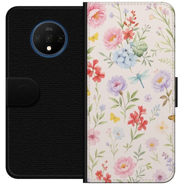 OnePlus 7T Tegnebogsetui Blomster