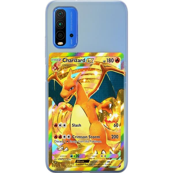 Kompatibelt Mobildeksel til Xiaomi Redmi Note 9 4G GyllenCharizard EX samlerkort med regnbueeffekter gull