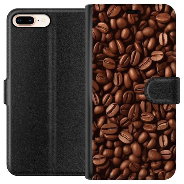 Kompatibel Tegnebogsetui til Apple iPhone 7 Plus Kaffebönor närbild brun