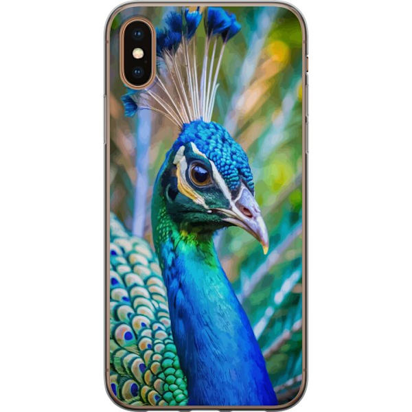 Apple iPhone XS Max Läpinäkyvä kuori Pavun Sulat Värikäs Design Lintuaihe Eksoottinen Graafinen Suunnittelu Luonto Ylellinen Koristelu