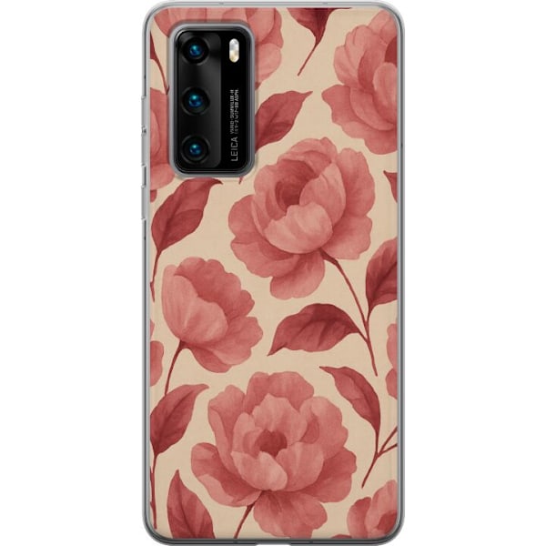 Huawei P40 Gjennomsiktig deksel Rose Blomst