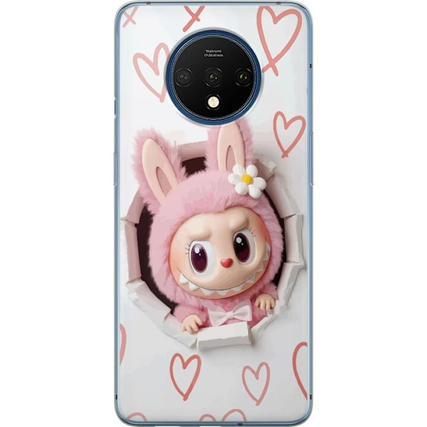 OnePlus 7T Läpinäkyvä kuori Labubu Sydän Taustakuva Pop Mart Rakkausteema Hahmodesign Suosittu Motiivi Keräilytaideteossarja