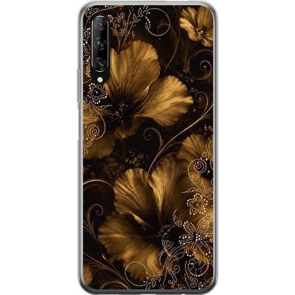 Kompatibelt Mobilskal till Huawei P smart Pro 2019 Guldfärgade blommor guld
