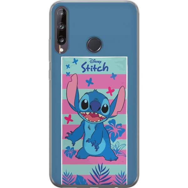 Kompatibelt Mobildeksel til Huawei P40 lite E Stitch med tropiske blader og pastellstriper blå