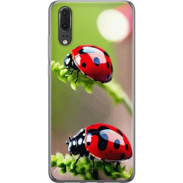 Huawei P20 Läpinäkyvä kuori Leppäkerttu Hyönteinen Onni Symboli Luontoaihe Suosittu Graafinen Motiivi Koristelu Kesäkiertue
