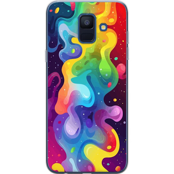 Samsung Galaxy A6 (2018) Genomskinligt Skal Color Splash Abstrakt Konst Design Färgstarkt Mönster Modern Populär Väggkonst Grafiskt Trend