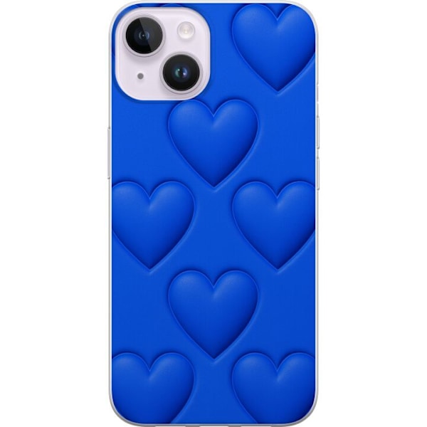Apple iPhone 15 Gennemsigtig cover Blå Hjerter
