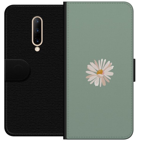 OnePlus 7 Pro Lompakkokotelo Vihreä Minimalikukka - tyylikäs kukka vihreällä taustalla