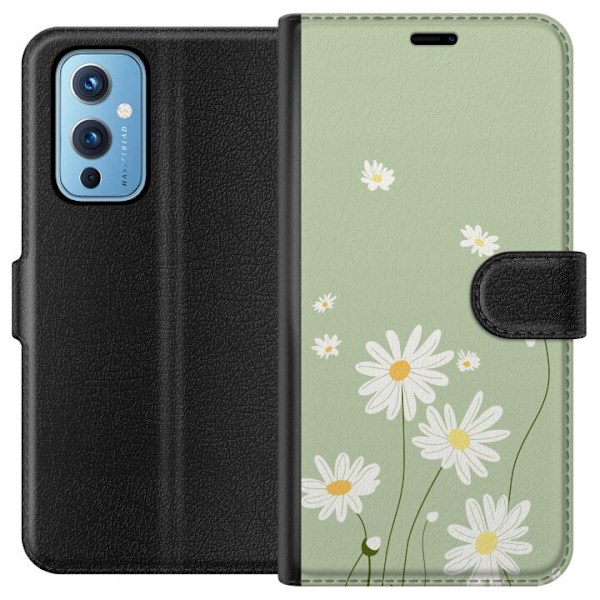 OnePlus 9 Tegnebogsetui Præstekraver - blomstret mønster i s