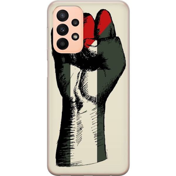 Samsung Galaxy A23 Gennemsigtig cover Hånd bundet i Palæstinas farver - kraftfuldt symbol for frihedsbevægelsen