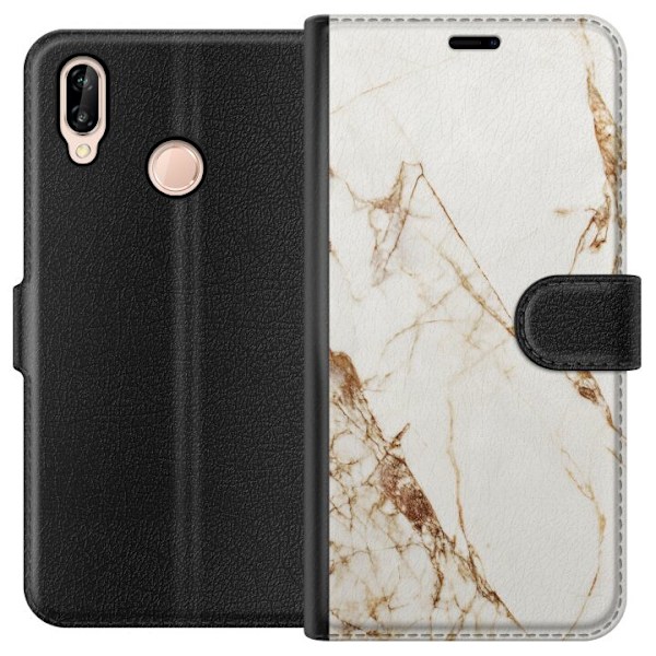 Huawei P20 lite Plånboksfodral Vit marmor