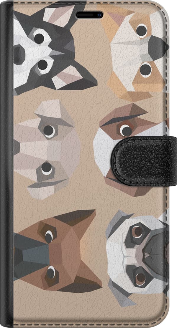 Kompatibelt Plånboksfodral till Samsung Galaxy S10 Beige polygonhundar beige