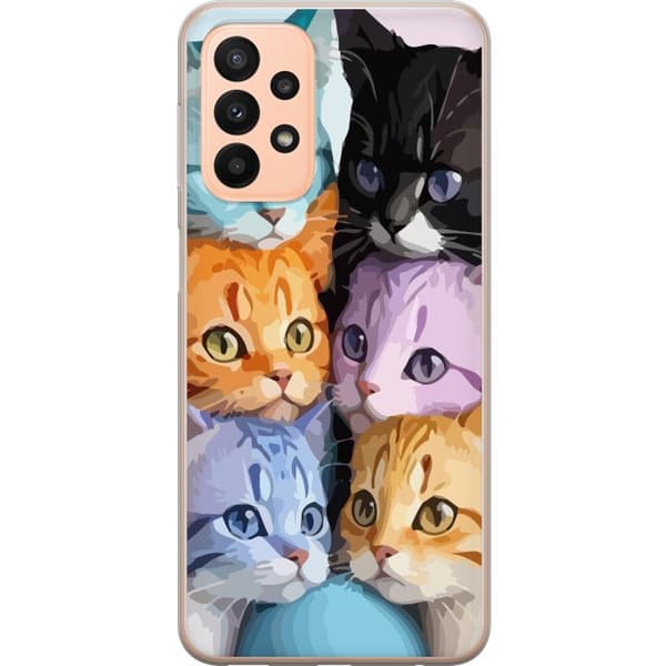 Kompatibelt Mobildeksel til Samsung Galaxy A23 Fargerike Katter
