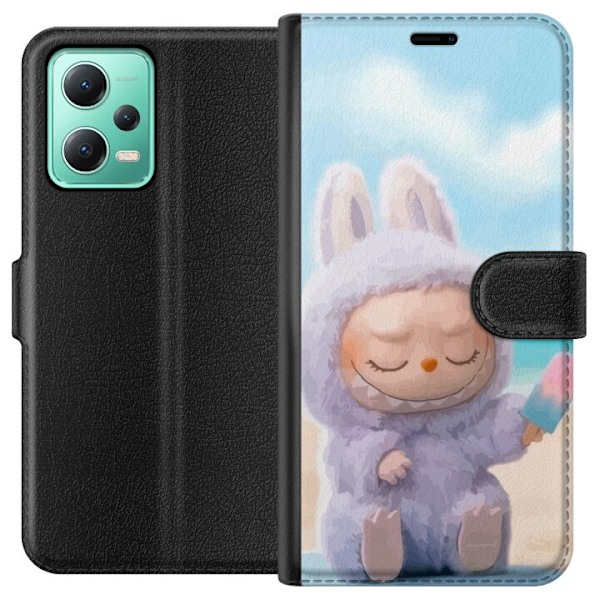 Xiaomi Redmi Note 12 Lompakkokotelo Labubu Vaaleanpunainen Tunnelma