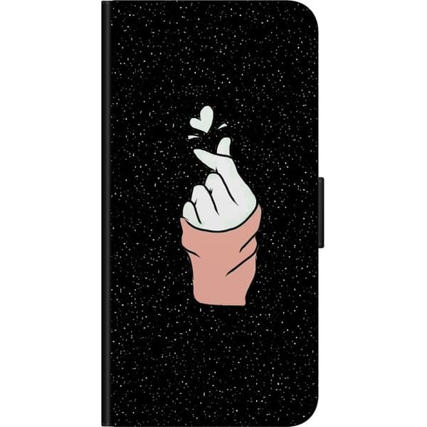 Kompatibel Tegnebogsetui til OnePlus 9 Pro Minimal håndgestus med hjerter i mørkt verdensrum