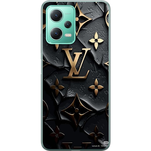 Xiaomi Redmi Note 12 Läpinäkyvä kuori Louis Vuitton Tumma tila Suunnittelu Musta Ylellisyys Tyyli Muoti Suosittu Graafinen Kuvio Muotisymboli Luksu