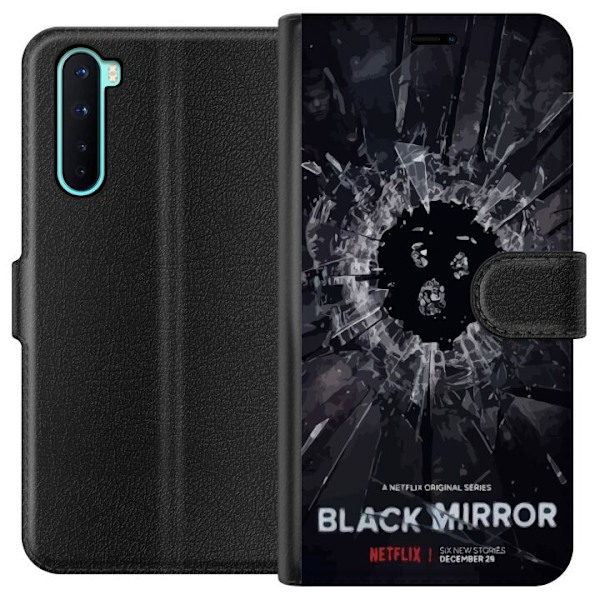 OnePlus Nord Lompakkokotelo Black Mirror Sci-Fi Netflix -sarja Dystopia Teknologia Cyberpunk Synkkä TV Videopeli Teema