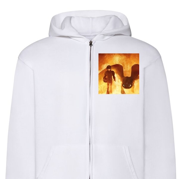 Zip-Hoodie | Hættetrøje med Lynlås til Voksne Drage træner hvid M