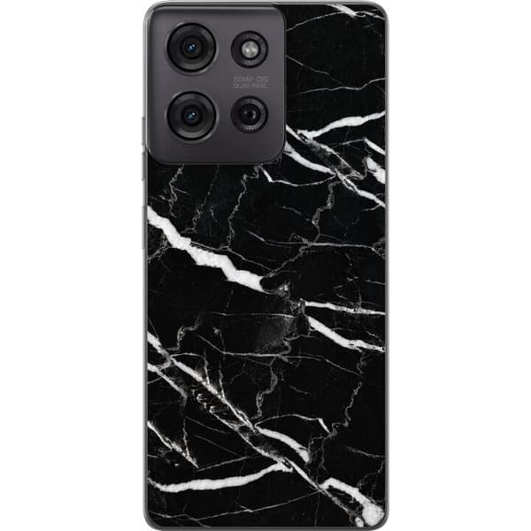 Kompatibel Mobilcover til Motorola Moto G75 Sort marmorgrafik sort