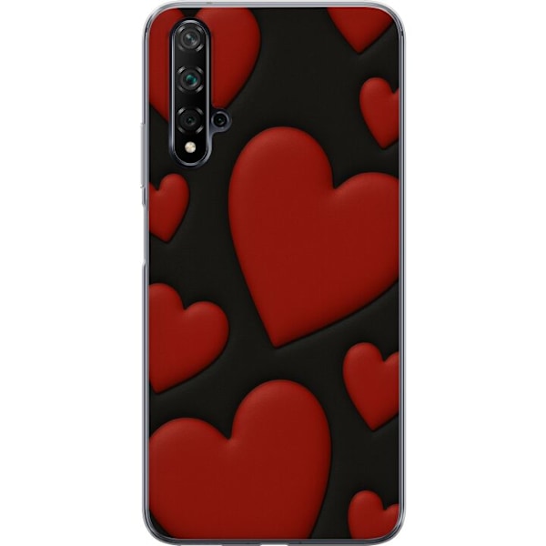 Huawei nova 5T Läpinäkyvä kuori Punaiset Samettisydämet