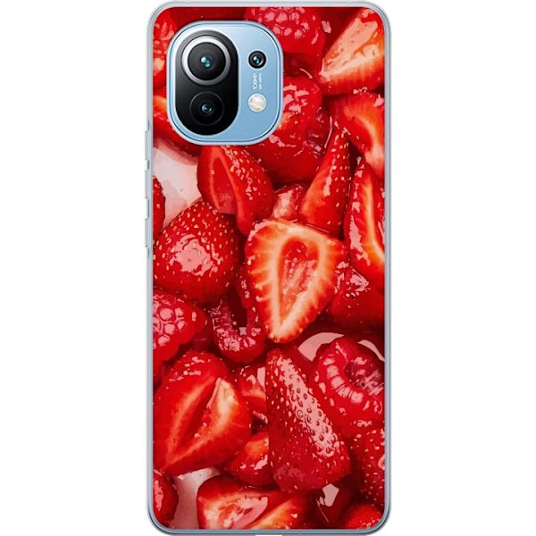 Xiaomi Mi 11 Läpinäkyvä kuori Mansikkakuviointi - makea motiivi kesäfiiliksellä