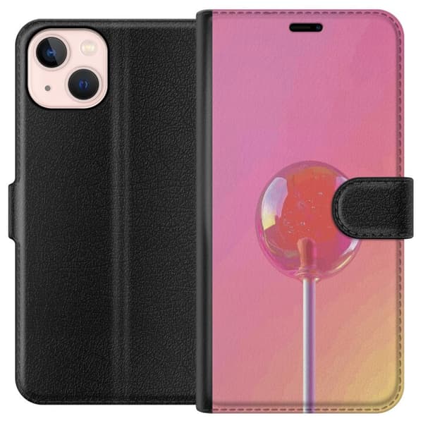 Kompatibel Tegnebogsetui til Apple iPhone 13 Blank lyserød pinde mod blød pastelbaggrund pink