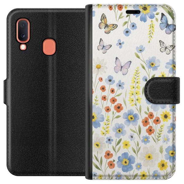 Kompatibelt Plånboksfodral till Samsung Galaxy A20e Sommarblommor