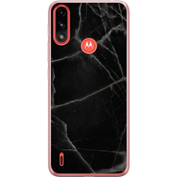Motorola Moto E7 Power Gennemsigtig cover Sort marmor