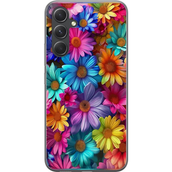 Samsung Galaxy S24+ Genomskinligt Skal Gerbera Blommor Färgglad Dekor Blommotiv Populärt Heminredning Färg Rik Väggkonst Design