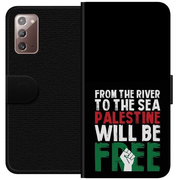 Samsung Galaxy Note20 Plånboksfodral Free Palestine – politiskt statement med kraftfullt grafiskt uttryck