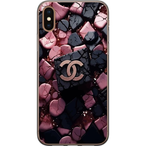 Apple iPhone XS Genomskinligt Skal Chanel Black and Pink