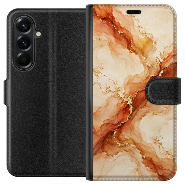 Kompatibel Tegnebogsetui til Samsung Galaxy A37 Ravmarmor beige