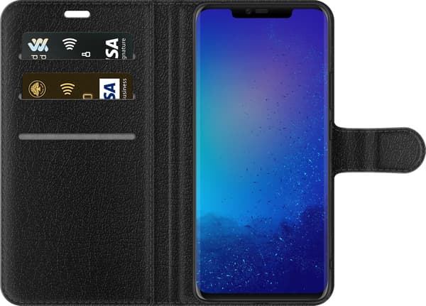 Kompatibel Tegnebogsetui til Huawei Mate 20 Pro Pastelsommerfugl og lyserøde blomster – Stor sommerfugl i lyseblå, lyserøde og gule farver sammen med beige