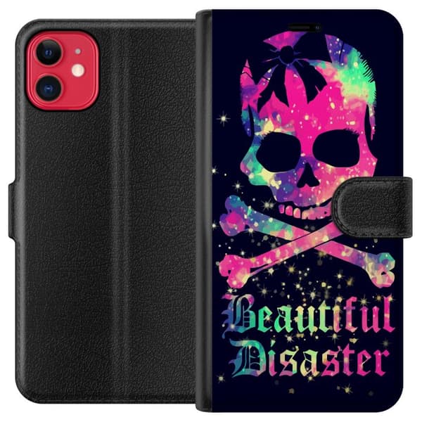 Kompatibel Tegnebogsetui til Apple iPhone 11 Farverig Dødskal
