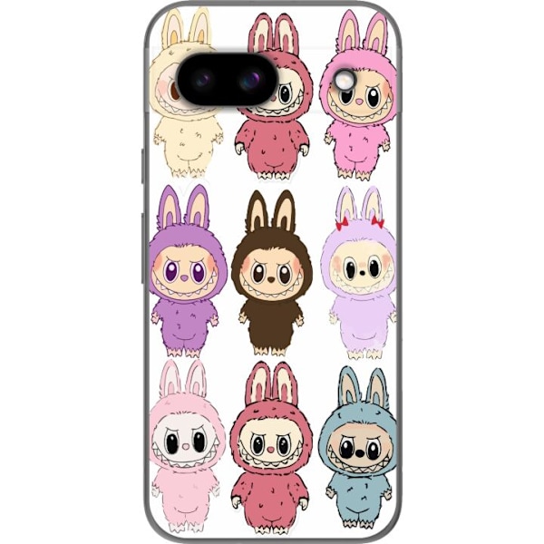 Google Pixel 8a Läpinäkyvä kuori Labubu Pink Monster - Popk