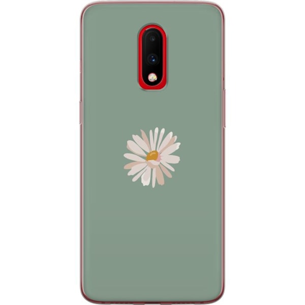 OnePlus 7 Läpinäkyvä kuori Vihreä Minimalikukka - tyylikäs kukka vihreällä taustalla