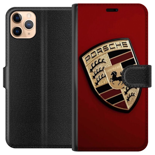 Apple iPhone 11 Pro Max Plånboksfodral Mobilskal med stilren Porce logotyp i svartvitt