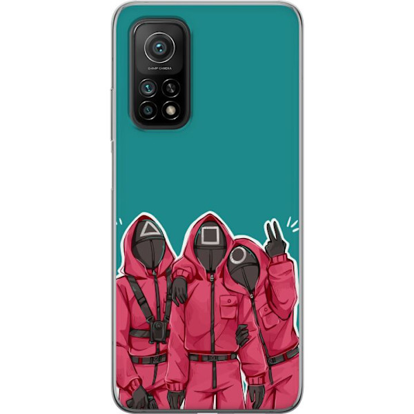 Xiaomi Mi 10T Pro 5G Genomskinligt Skal Squid Game Karaktärer Grafisk Design Seriefigurer Populär TV Motiv Asiatisk Stil Spännande Trend