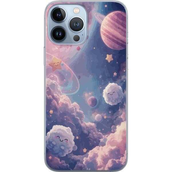 Kompatibelt Mobildeksel til Apple iPhone 13 Pro Max Drømmende stjernehimmel med planeter skyer og smilende stjerner
