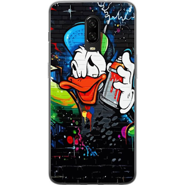 OnePlus 6T Läpinäkyvä kuori Kalle Anka Graffiti Disney Design Hauska Lasten Motiivi Väri Graafinen Suosittu Sarja Ikoninen Disney-hahmo
