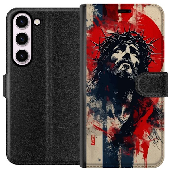 Samsung Galaxy S23 Lompakkokotelo Jeesus ristillä - kristilli