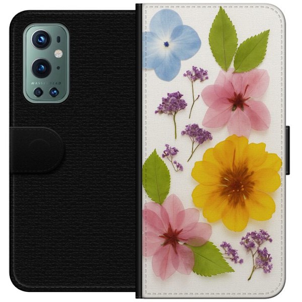 OnePlus 9 Pro Tegnebogsetui Pressede blomster
